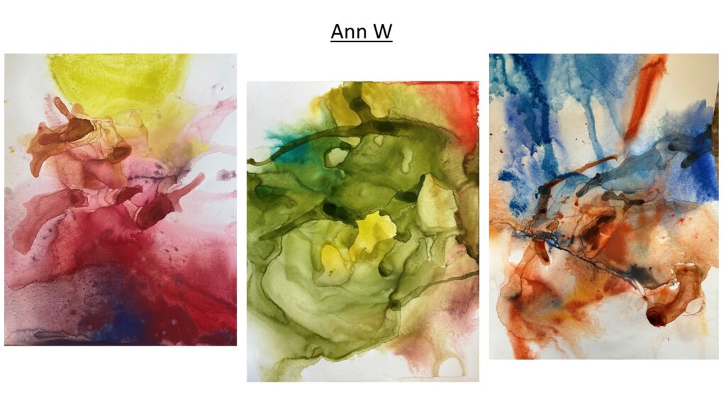 Ann W artistic voice using water, pigment and a hair dryer